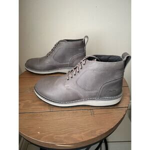 NWT Clarks Gravelle Top Dark Grey Leather Men Ankle Boots 11M